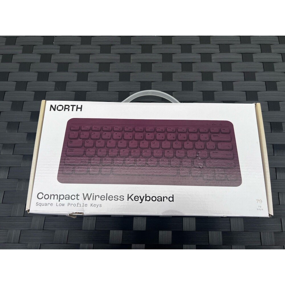 North Compact Square Key Wireless Keyboard - Plum Purple New